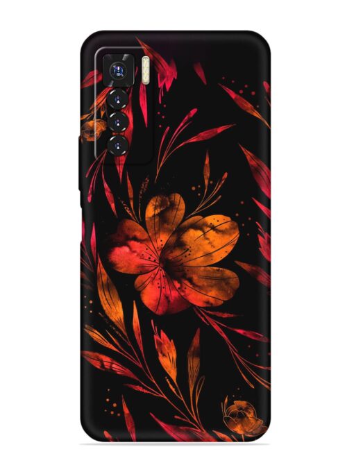 Red Flower Painting Embossed Soft Silicone Case for Tecno Camon 17 Pro