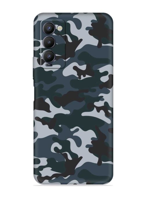 Dark Blue Army Military Art Embossed Soft Silicone Case for Tecno Camon 18 Zapvi