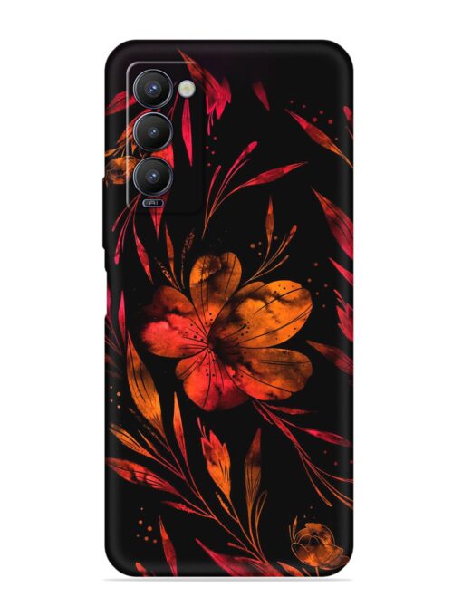 Red Flower Painting Embossed Soft Silicone Case for Tecno Camon 18 Zapvi