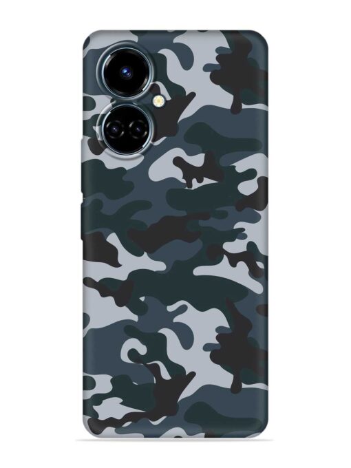 Dark Blue Army Military Art Embossed Soft Silicone Case for Tecno Camon 19 Zapvi