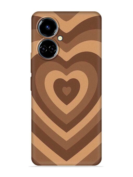 Brown Heart Embossed Soft Silicone Case for Tecno Camon 19 Zapvi