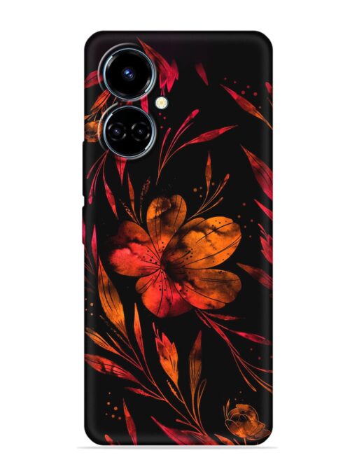 Red Flower Painting Embossed Soft Silicone Case for Tecno Camon 19 Zapvi