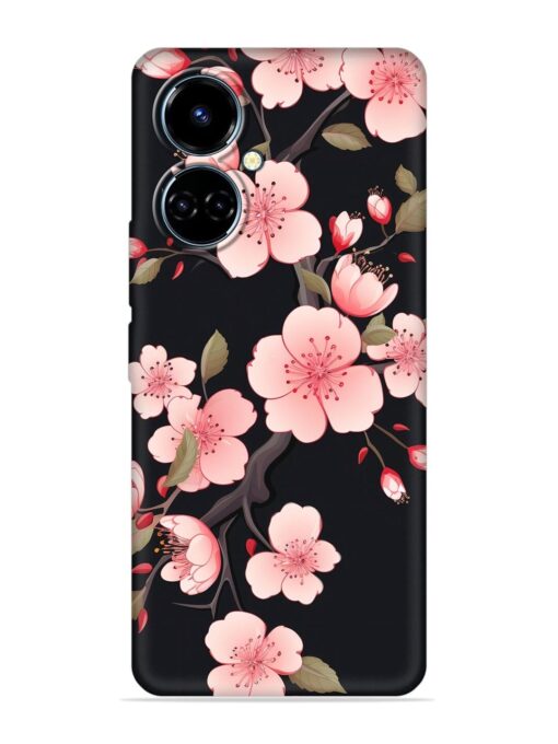 Cherry Blossom Embossed Soft Silicone Case for Tecno Camon 19 Zapvi