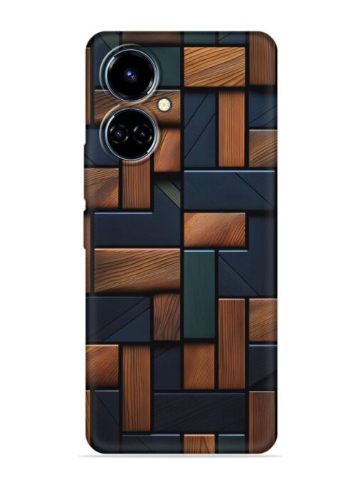 Wooden Background Cubes Embossed Soft Silicone Case for Tecno Camon 19 Zapvi