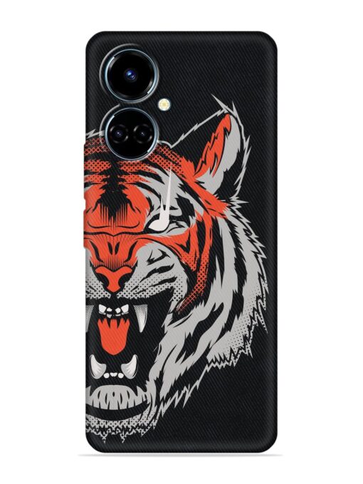 Tiger Aggression Embossed Soft Silicone Case for Tecno Camon 19 Zapvi