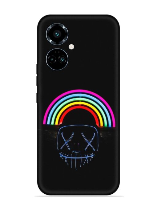 Mask Rainbow Embossed Soft Silicone Case for Tecno Camon 19 Pro (5G) Zapvi