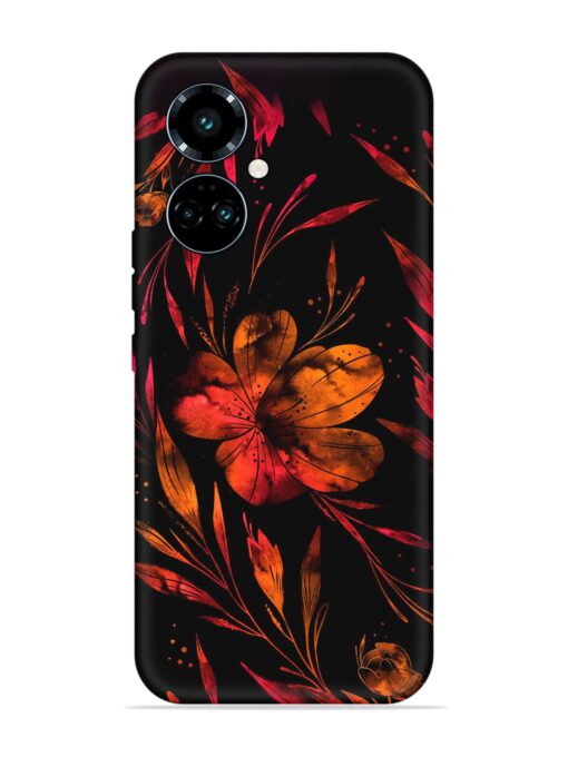 Red Flower Painting Embossed Soft Silicone Case for Tecno Camon 19 Pro (5G) Zapvi