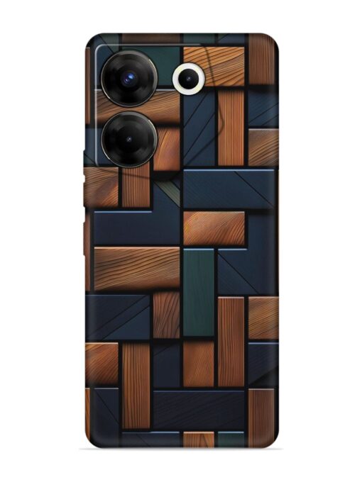 Wooden Background Cubes Embossed Soft Silicone Case for Tecno Camon 20 Pro (5G)