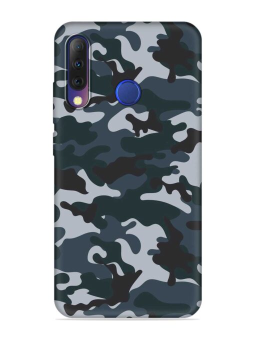 Dark Blue Army Military Art Embossed Soft Silicone Case for Tecno Camon I4 Zapvi