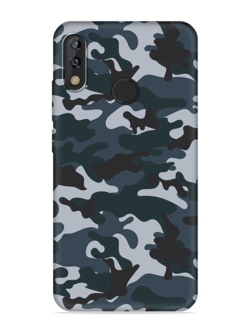 Dark Blue Army Military Art Embossed Soft Silicone Case for Tecno Camon Isky 3 Zapvi