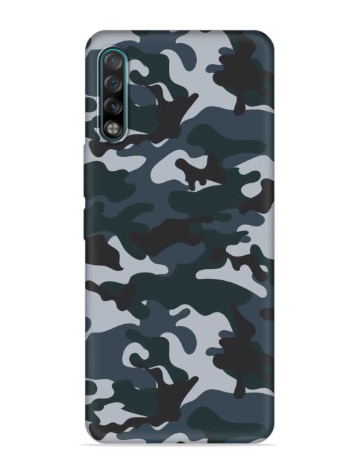 Dark Blue Army Military Art Embossed Soft Silicone Case for Tecno Phantom 9 Zapvi