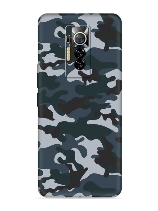 Dark Blue Army Military Art Embossed Soft Silicone Case for Tecno Phantom X Zapvi