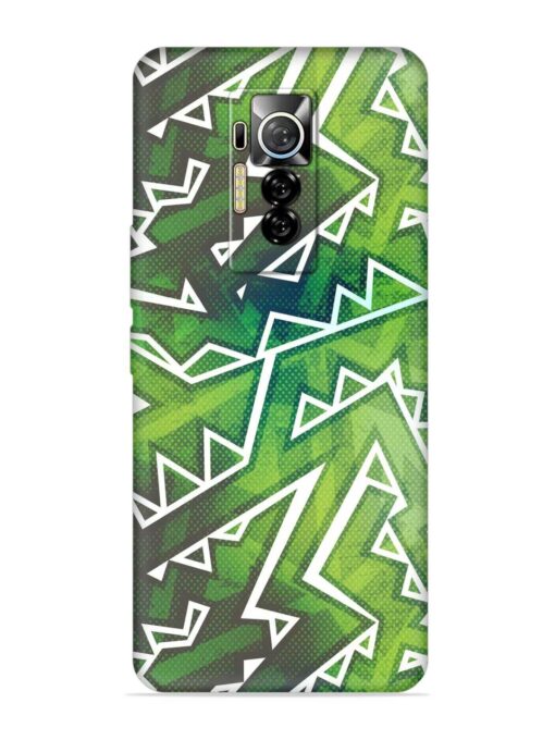 Green Graffiti Seamless Embossed Soft Silicone Case for Tecno Phantom X Zapvi