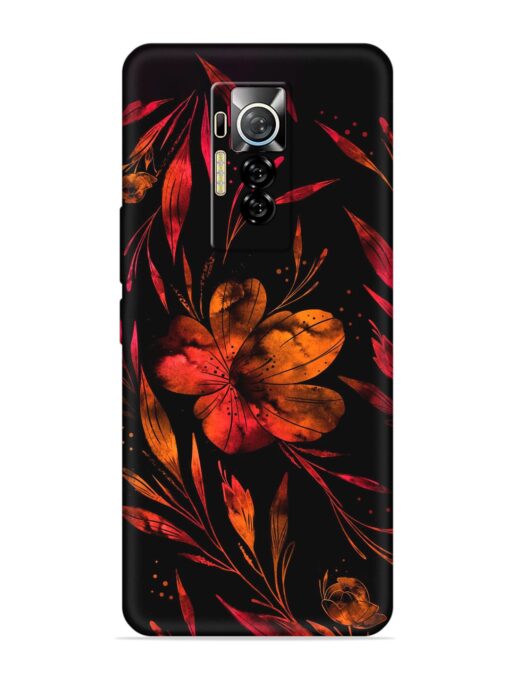 Red Flower Painting Embossed Soft Silicone Case for Tecno Phantom X Zapvi