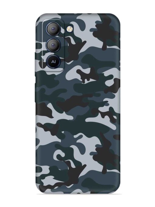 Dark Blue Army Military Art Embossed Soft Silicone Case for Tecno Pop 5 Lite Zapvi