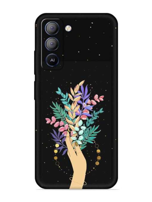 Flower On Hand Embossed Soft Silicone Case for Tecno Pop 5 Lite