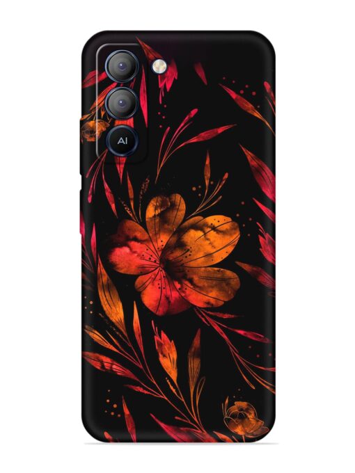 Red Flower Painting Embossed Soft Silicone Case for Tecno Pop 5 Lite Zapvi