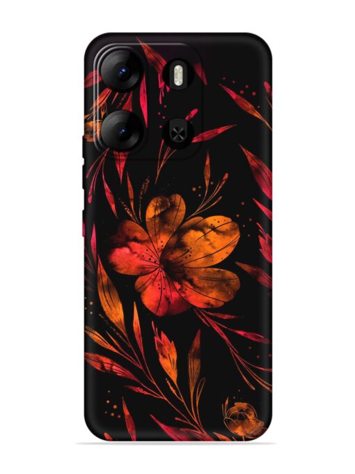 Red Flower Painting Embossed Soft Silicone Case for Tecno Pop 7 Pro Zapvi