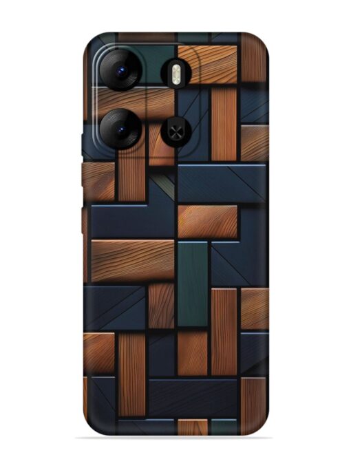 Wooden Background Cubes Embossed Soft Silicone Case for Tecno Pop 7 Pro