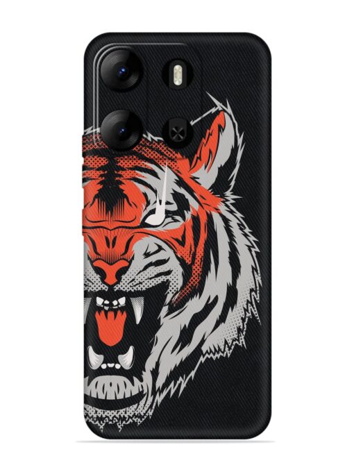 Tiger Aggression Embossed Soft Silicone Case for Tecno Pop 7 Pro