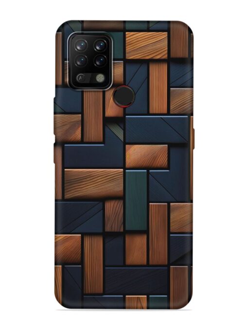 Wooden Background Cubes Embossed Soft Silicone Case for Tecno Pova Zapvi