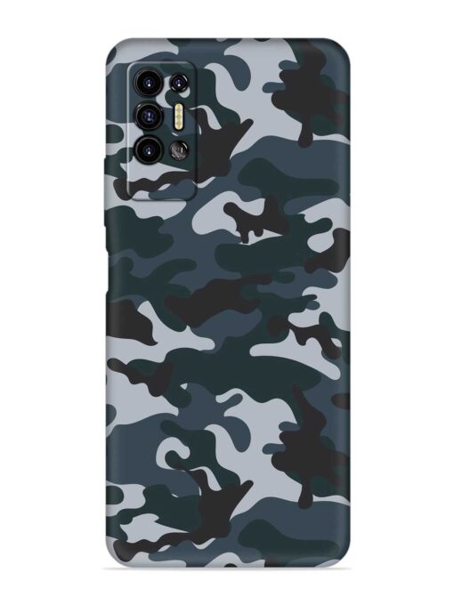 Dark Blue Army Military Art Embossed Soft Silicone Case for Tecno Pova 2