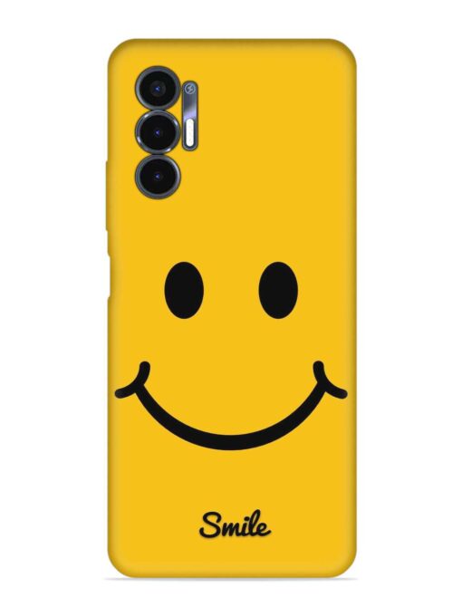 Yellow Smiley Embossed Soft Silicone Case for Tecno Pova 3 Zapvi