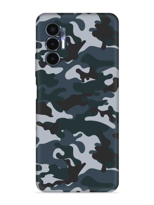 Dark Blue Army Military Art Embossed Soft Silicone Case for Tecno Pova 3 Zapvi