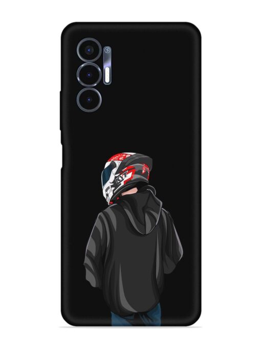 Motorcycle Rider Embossed Soft Silicone Case for Tecno Pova 3