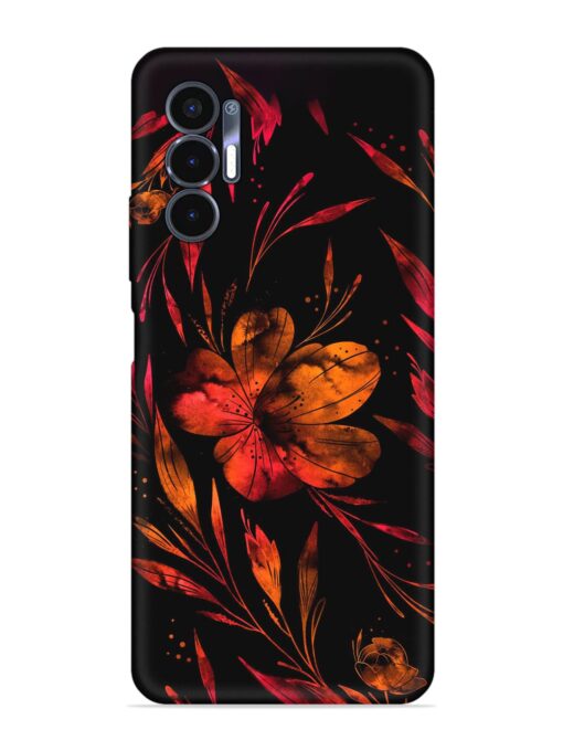 Red Flower Painting Embossed Soft Silicone Case for Tecno Pova 3 Zapvi