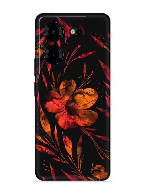 Red Flower Painting Embossed Soft Silicone Case for Tecno Pova 5 Pro (5G) Zapvi