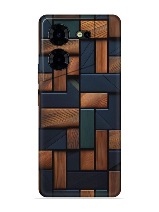 Wooden Background Cubes Embossed Soft Silicone Case for Tecno Pova 5 Pro (5G)