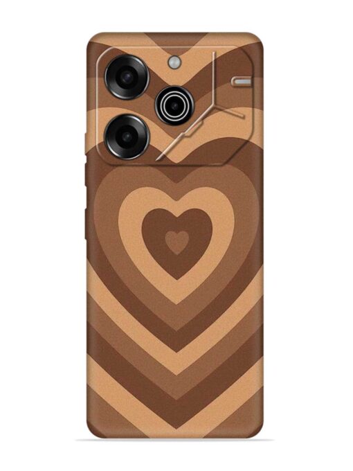 Brown Heart Embossed Soft Silicone Case for Tecno Pova 6 Pro (5G) Zapvi