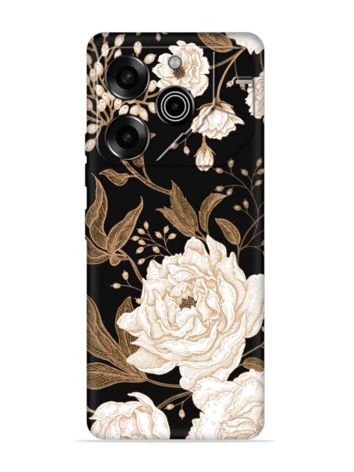 Peonies Roses Floral Embossed Soft Silicone Case for Tecno Pova 6 Pro (5G) Zapvi