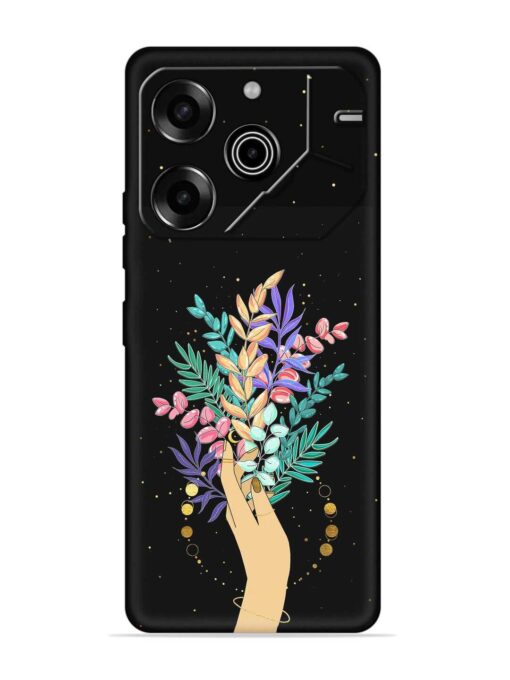 Flower On Hand Embossed Soft Silicone Case for Tecno Pova 6 Pro (5G) Zapvi