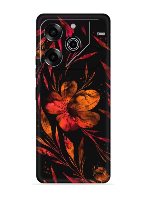 Red Flower Painting Embossed Soft Silicone Case for Tecno Pova 6 Pro (5G) Zapvi