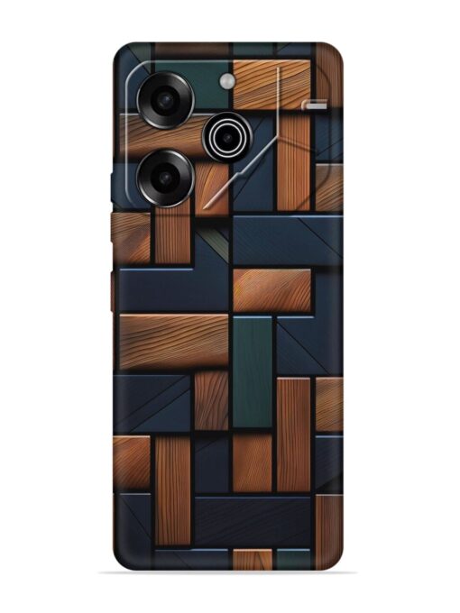 Wooden Background Cubes Embossed Soft Silicone Case for Tecno Pova 6 Pro (5G) Zapvi