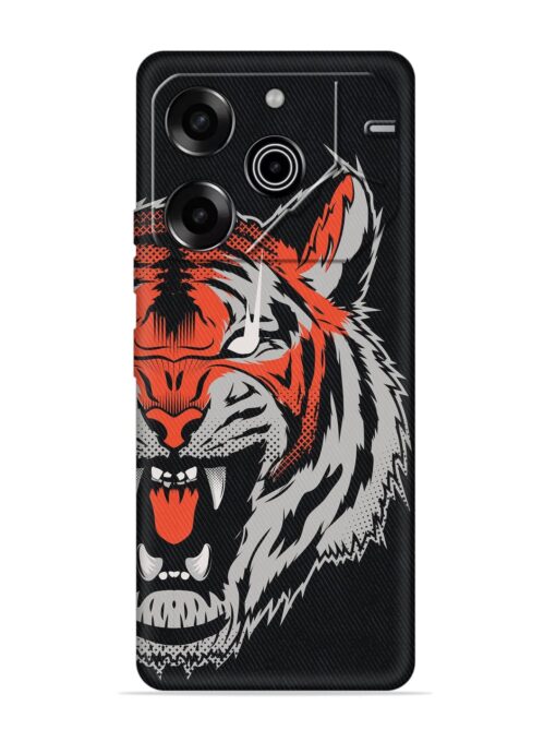 Tiger Aggression Embossed Soft Silicone Case for Tecno Pova 6 Pro (5G)