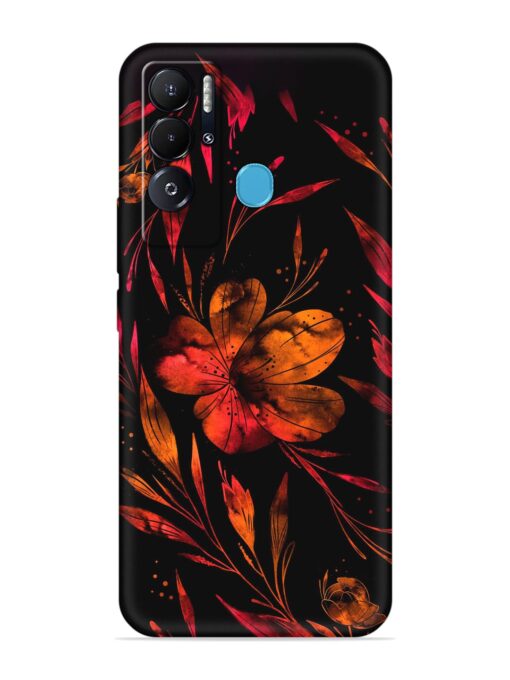 Red Flower Painting Embossed Soft Silicone Case for Tecno Pova Neo