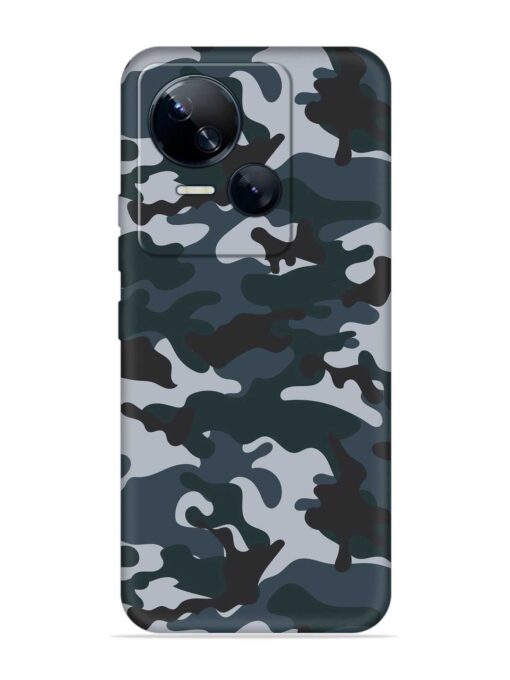 Dark Blue Army Military Art Embossed Soft Silicone Case for Tecno Spark 10 (5G)