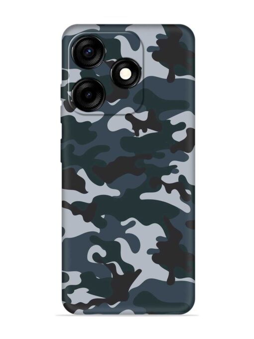 Dark Blue Army Military Art Embossed Soft Silicone Case for Tecno Spark 10C Zapvi