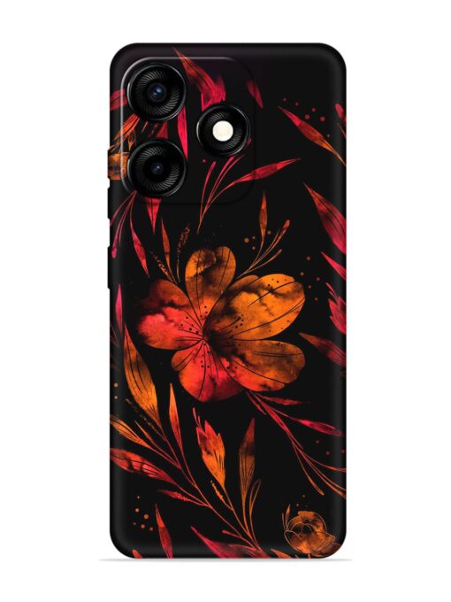 Red Flower Painting Embossed Soft Silicone Case for Tecno Spark 10C