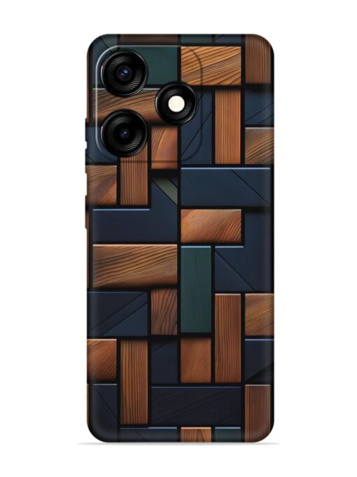 Wooden Background Cubes Embossed Soft Silicone Case for Tecno Spark 10C