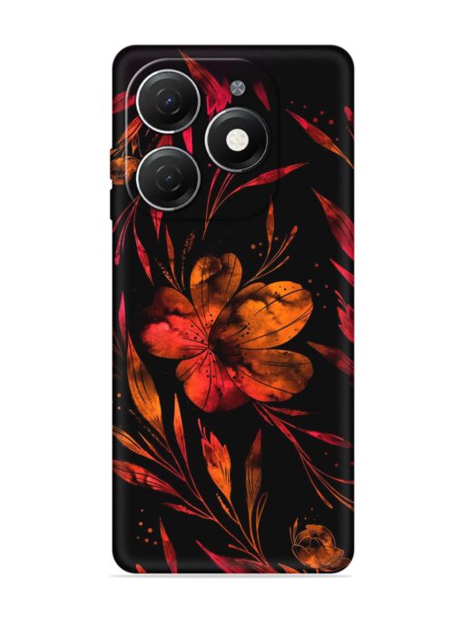 Red Flower Painting Embossed Soft Silicone Case for Tecno Spark 20