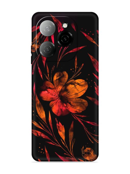 Red Flower Painting Embossed Soft Silicone Case for Tecno Spark 20 Pro (5G) Zapvi