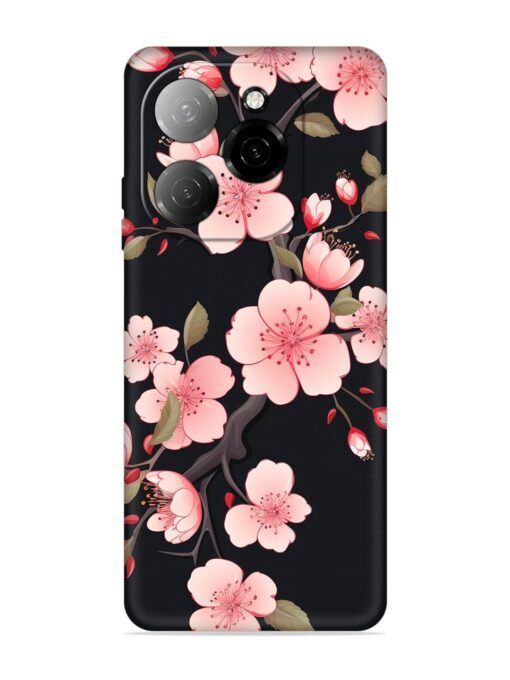 Cherry Blossom Embossed Soft Silicone Case for Tecno Spark 20 Pro (5G)