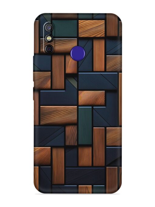 Wooden Background Cubes Embossed Soft Silicone Case for Tecno Spark 4