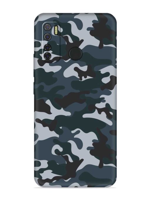 Dark Blue Army Military Art Embossed Soft Silicone Case for Tecno Spark 5