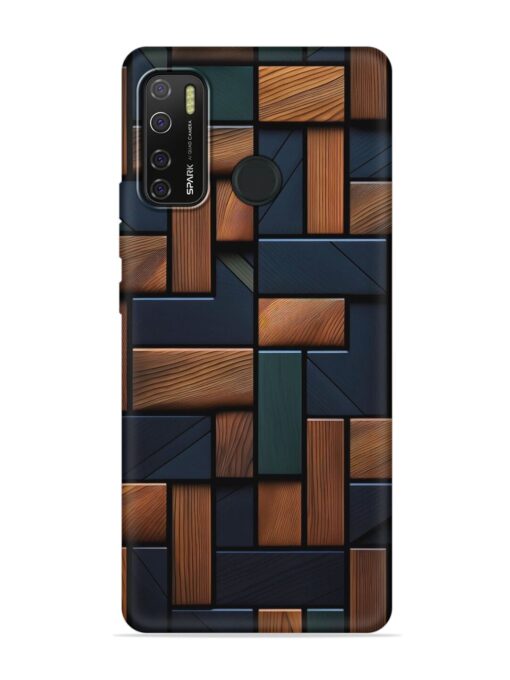 Wooden Background Cubes Embossed Soft Silicone Case for Tecno Spark 5 Pro