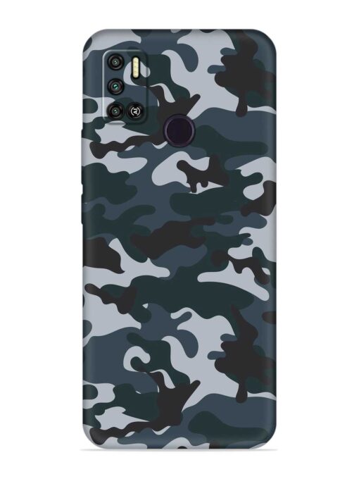 Dark Blue Army Military Art Embossed Soft Silicone Case for Tecno Spark 6 Air Zapvi